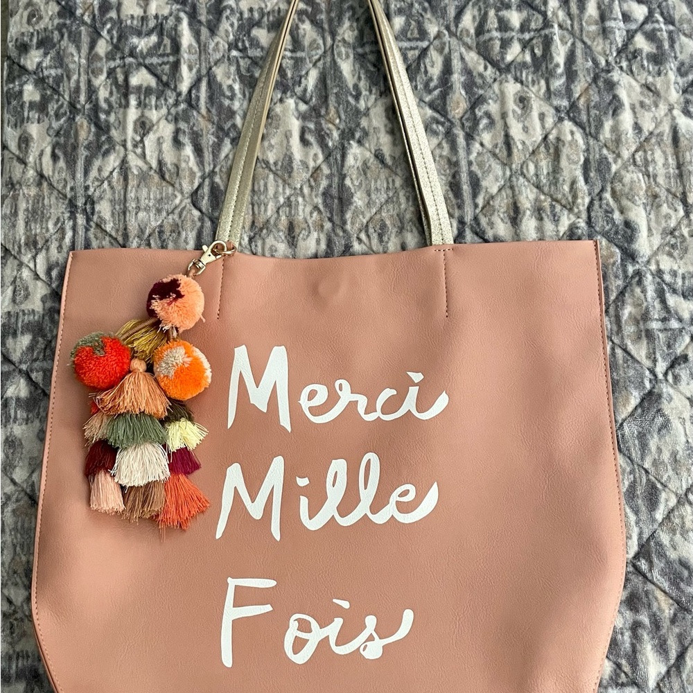 NWT Anthropologie "Merci Mille Fois" vegan tote bag carryall